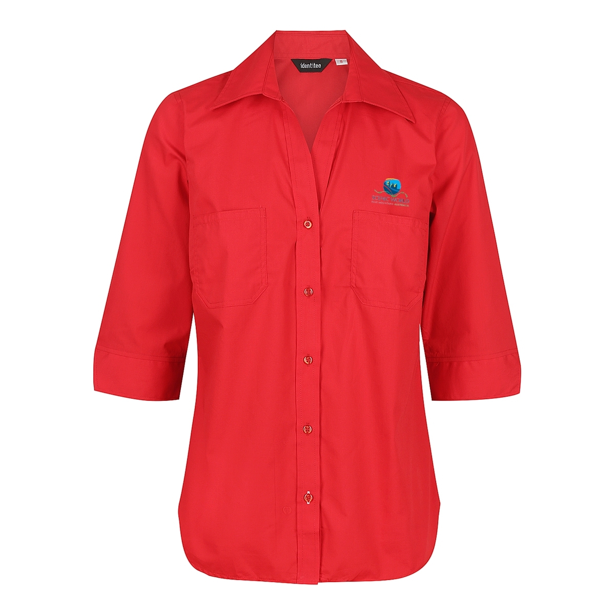 Picture of Ladies Red 3/4 Button Up Shirt